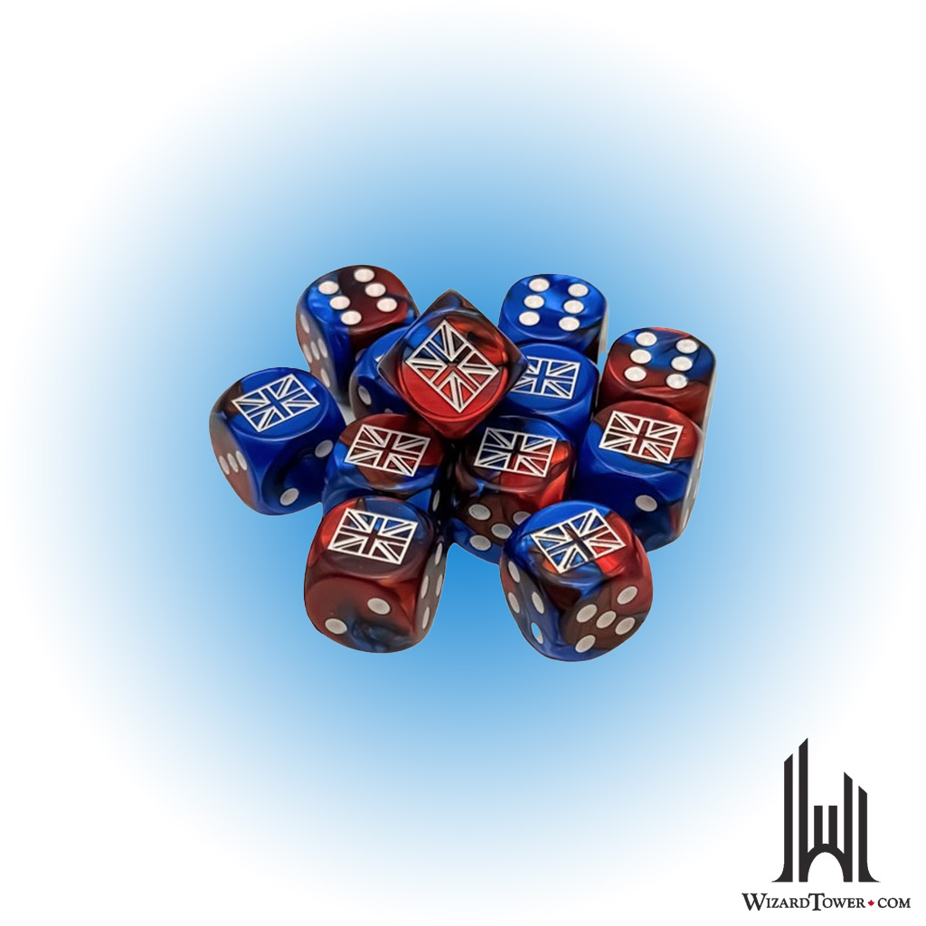 WWII GREAT BRITAIN GEMINI BLUE-RED/WHITE 12D6 16MM DICE BLOCK